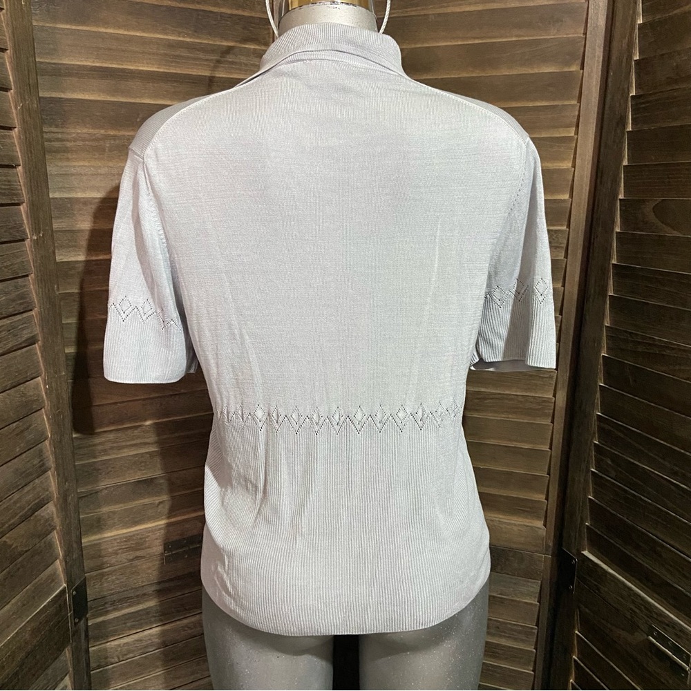 Tail 100% Silk Gray Polo Shirt Open Knit Preppy XL Academia Luxury Golf Tennis - Picture 3 of 11